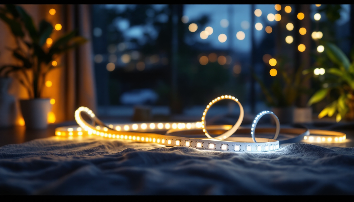 A photograph of a beautifully arranged scene featuring various commercial led strip lights in different settings