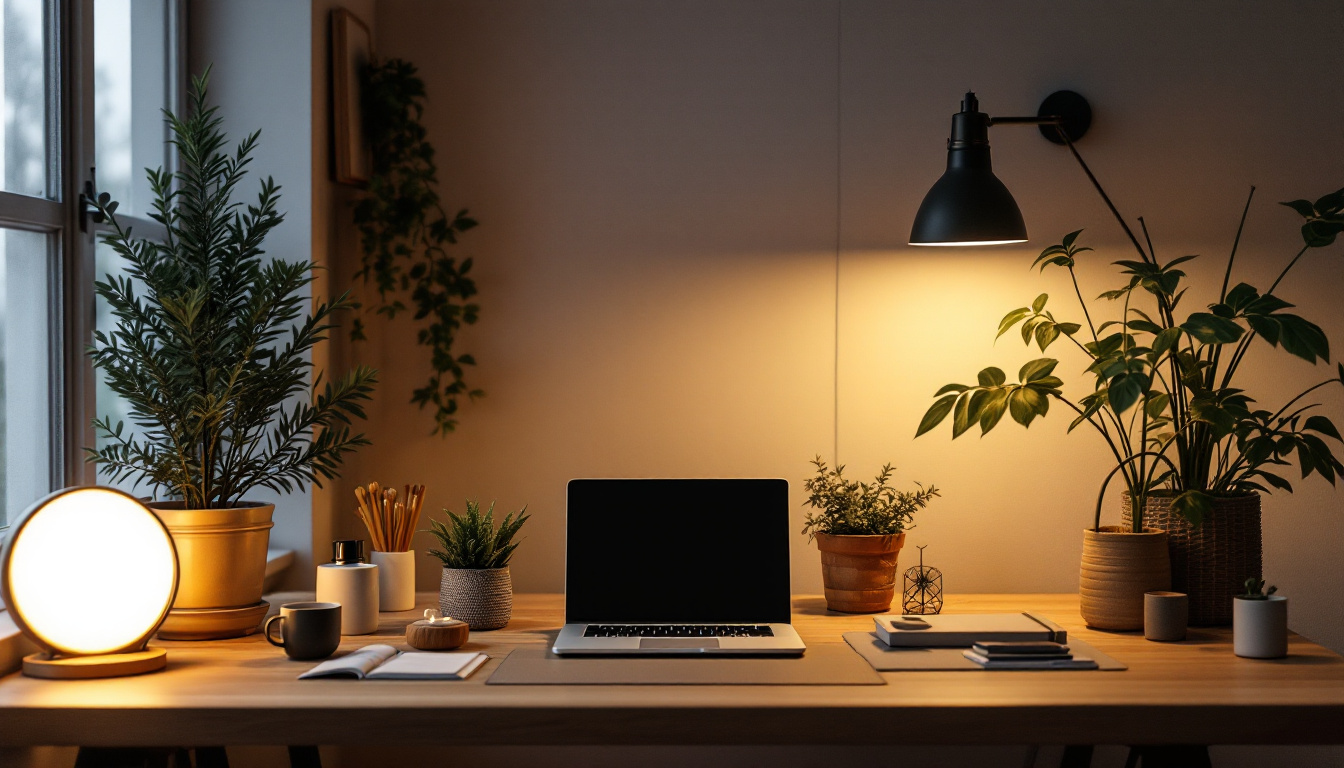 A photograph of a beautifully arranged workspace featuring various sealing lights in use