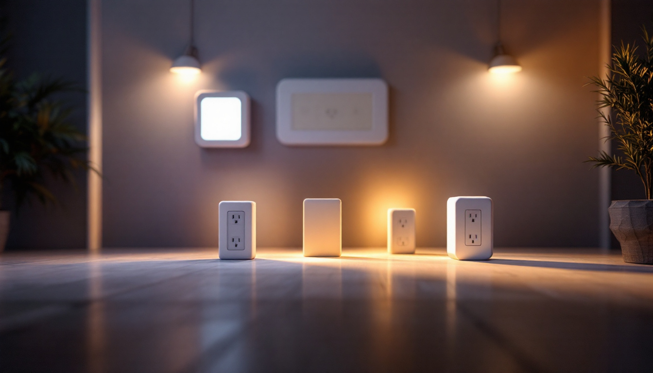 A photograph of a well-lit room showcasing various electrical box casts in use