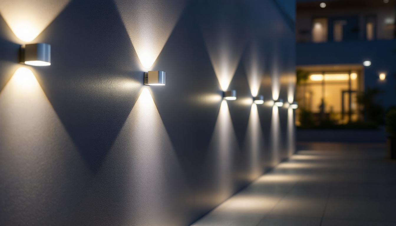 A photograph of a well-lit outdoor space featuring wallpack led lights illuminating a commercial or residential building