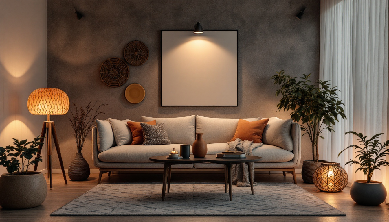 A photograph of a stylishly designed room featuring small pot lights in various settings