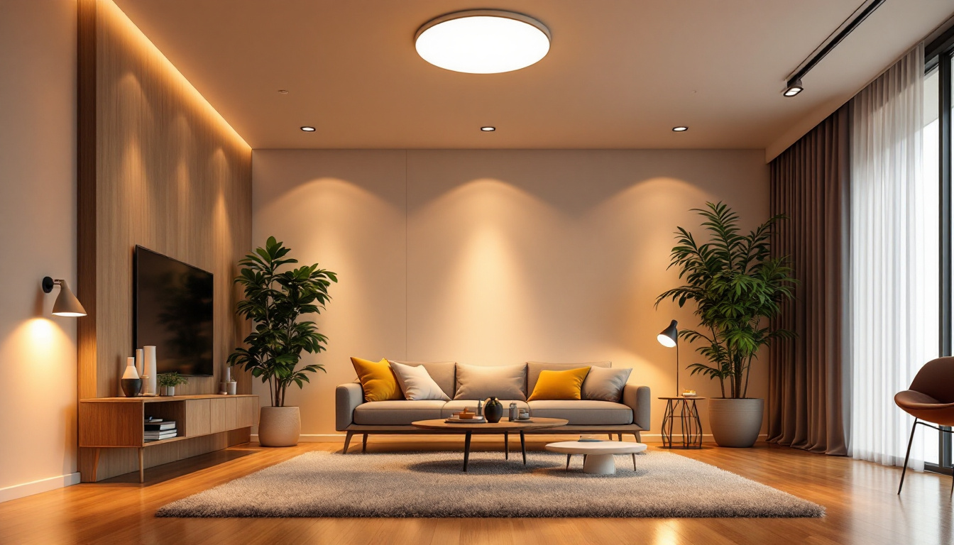 A photograph of a beautifully lit room showcasing modern recessed lighting fixtures