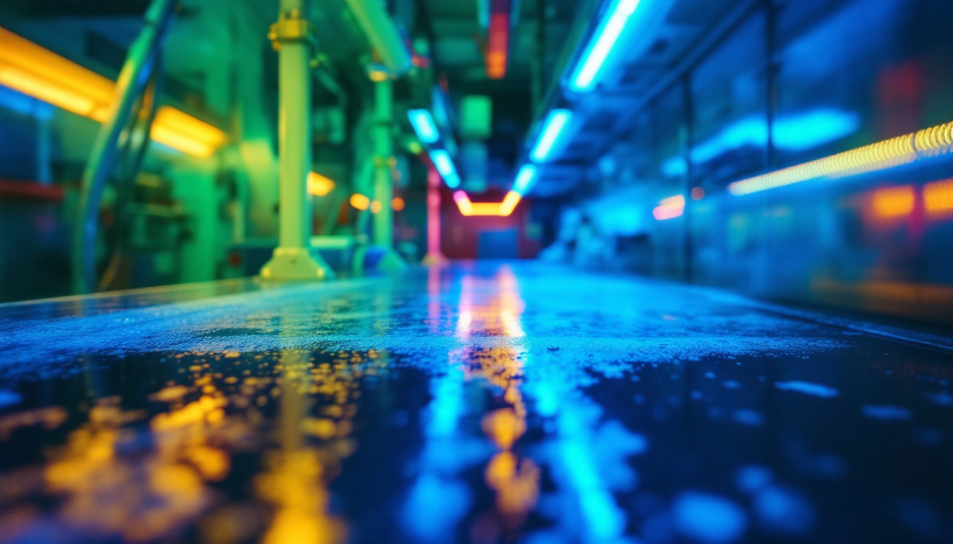 A photograph of a commercial cleaning environment where uv light is being used effectively