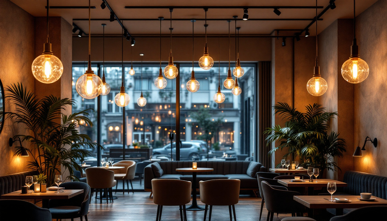 A photograph of a stylish commercial hanging light installation in an upscale setting