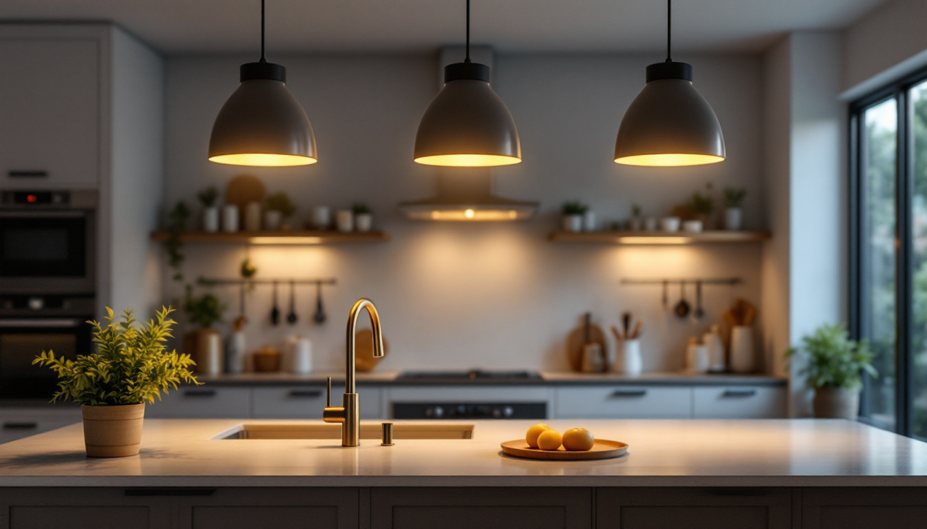 A photograph of a modern kitchen or living space featuring bright