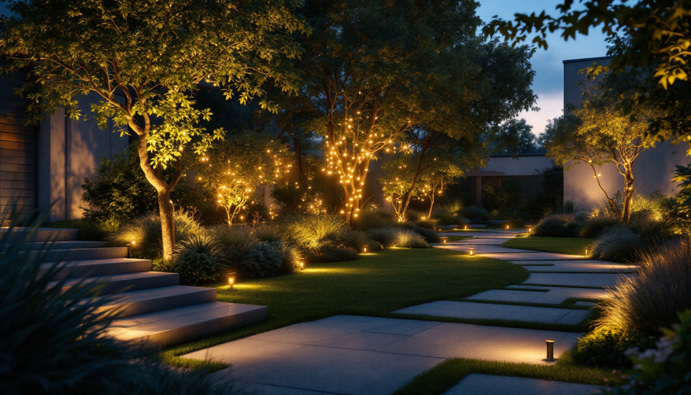 A photograph of a beautifully illuminated outdoor space at dusk