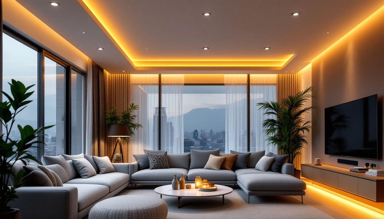 A photograph of a modern living space illuminated by sleek replacement led recessed lights