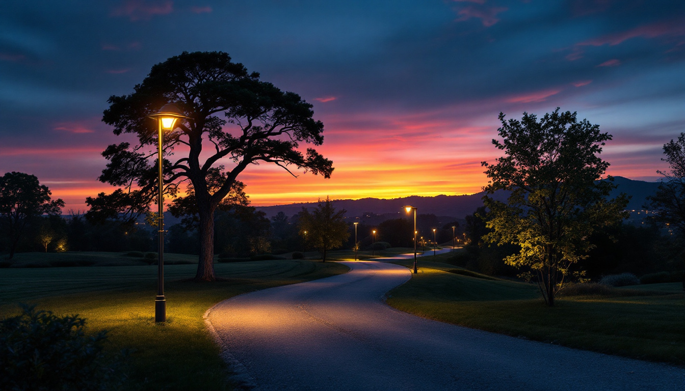 A photograph of a beautifully illuminated landscape at dusk