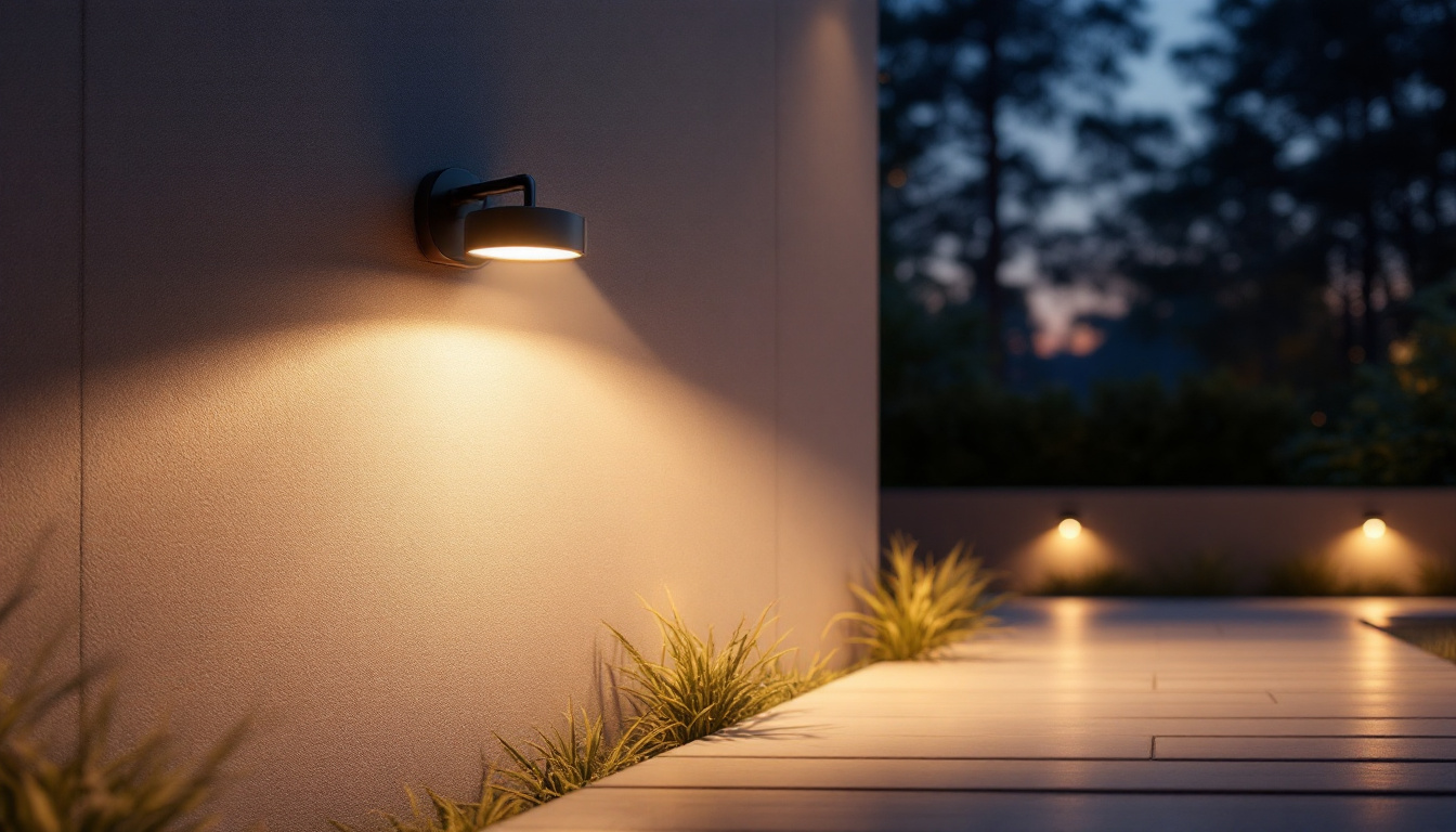 A photograph of a well-lit outdoor space at dusk