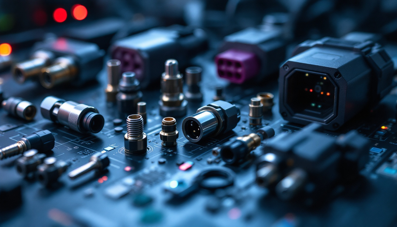 A photograph of a close-up shot of various low voltage electrical connectors arranged aesthetically