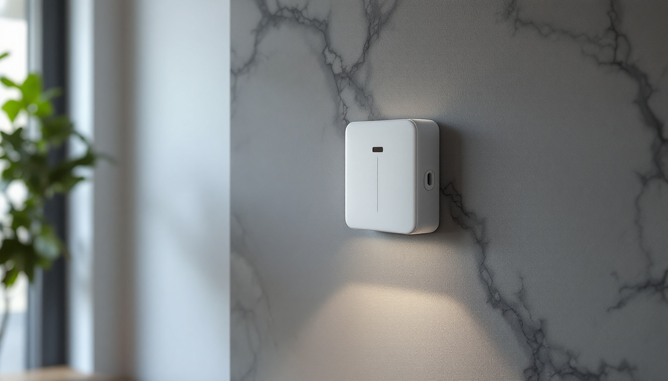 A photograph of a stylishly designed room featuring a modern light switch outlet seamlessly integrated into the lighting design