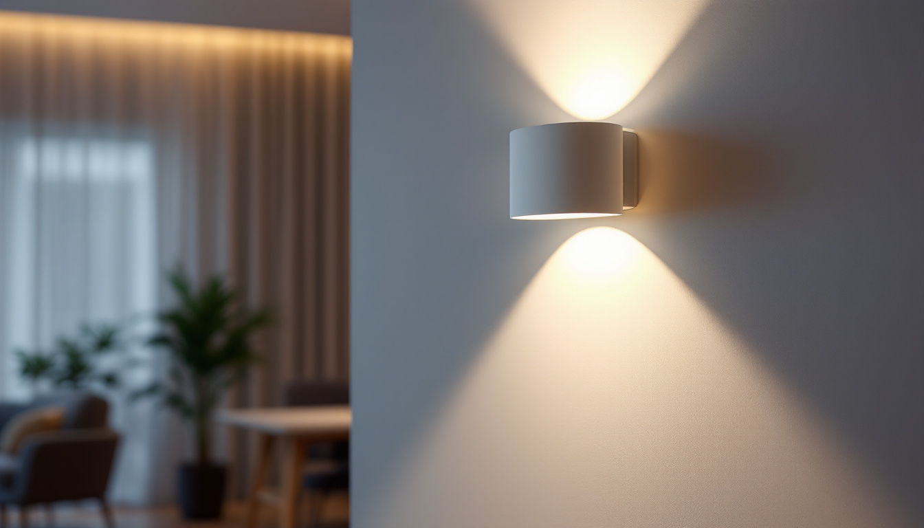 A photograph of a beautifully designed led wall sconce illuminating a modern interior space