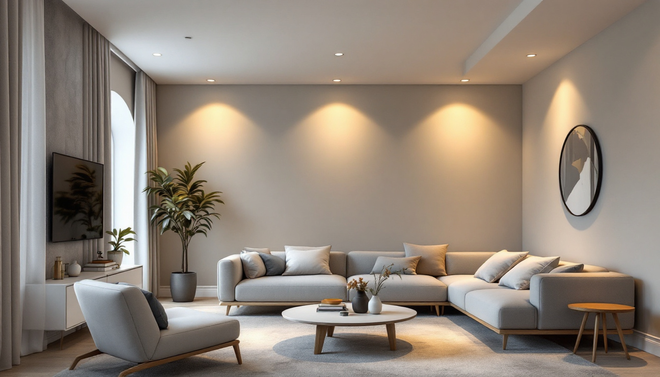 A photograph of a beautifully designed interior space showcasing recessed canned lighting
