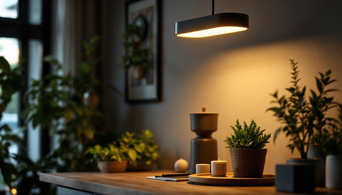 A photograph of capture a photograph of a modern 4 ft light fixture installed in a stylish