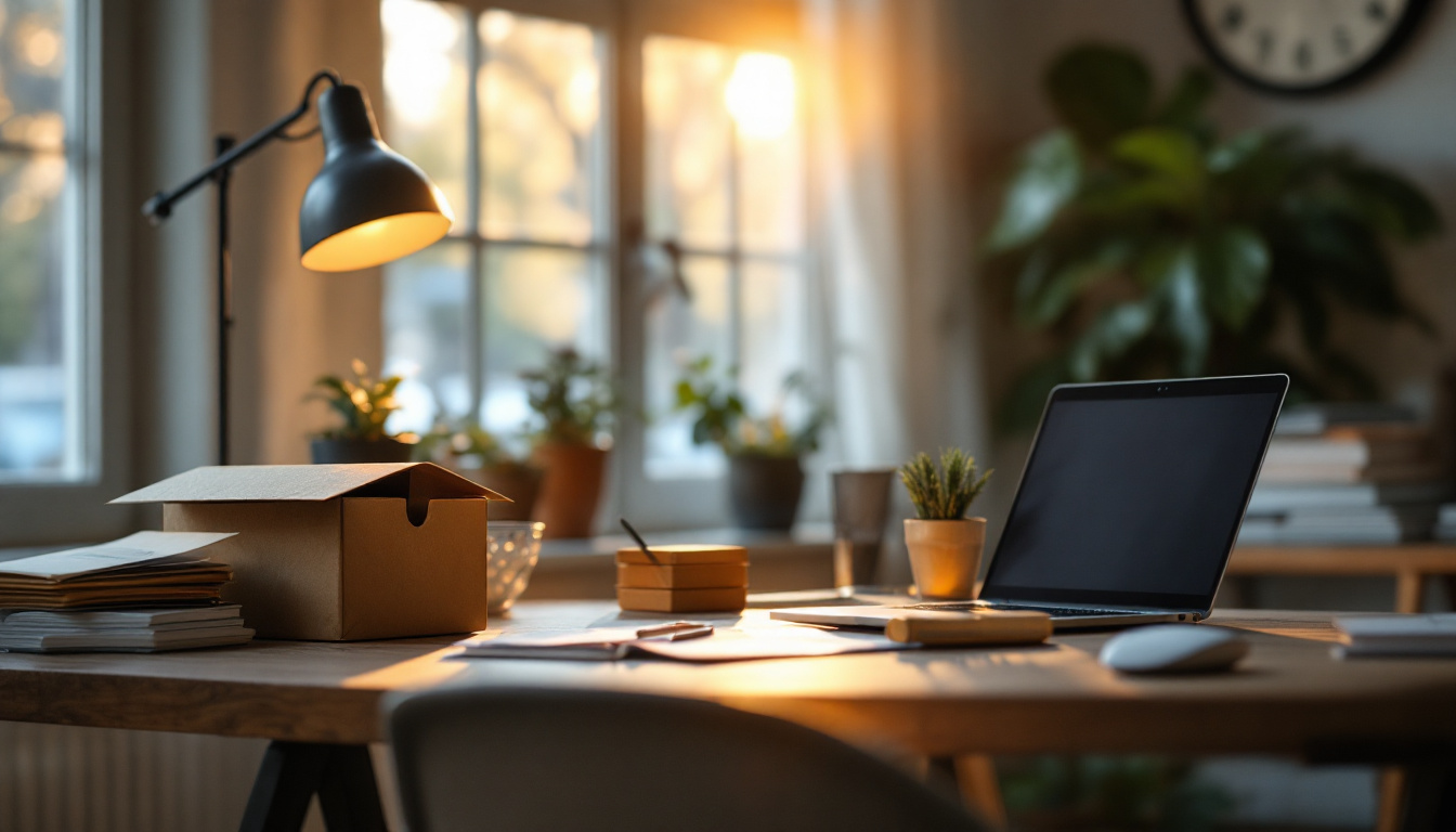 A photograph of a well-lit workspace featuring a mailbox reflector in use