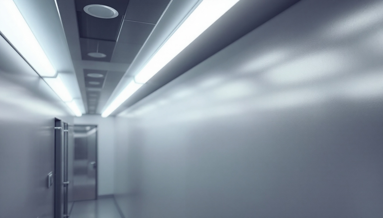 A photograph of a stylishly designed modern space featuring t8 led tubes integrated into the lighting