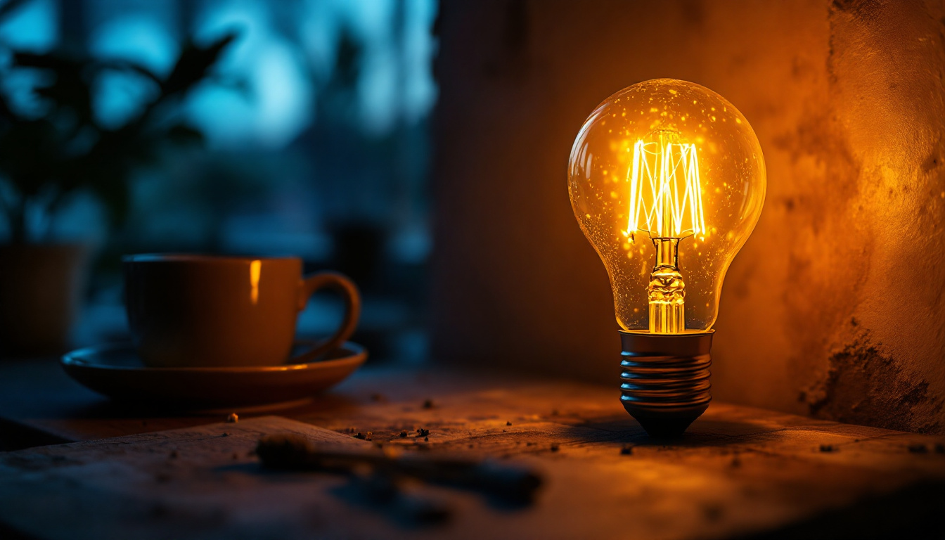A photograph of a type b bulb illuminating a cozy indoor space