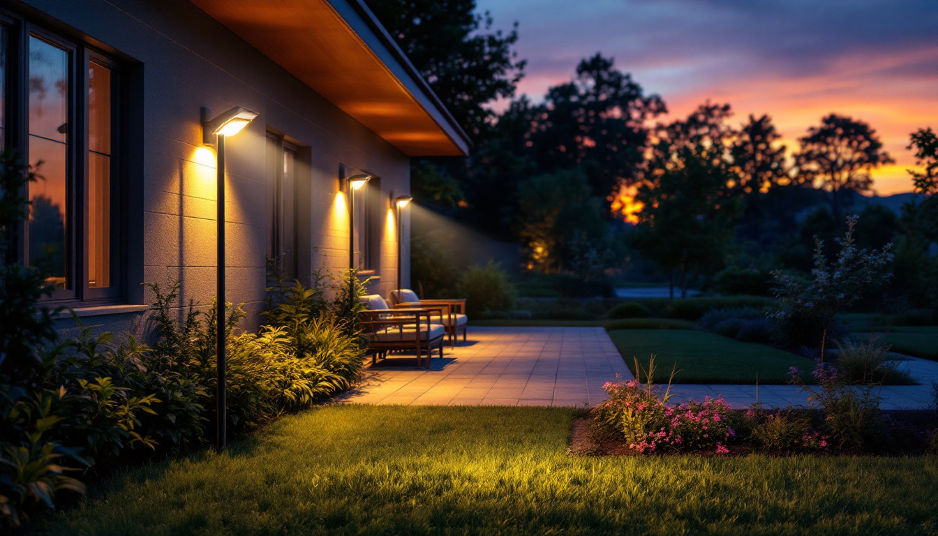 A photograph of a beautifully illuminated outdoor space at dusk