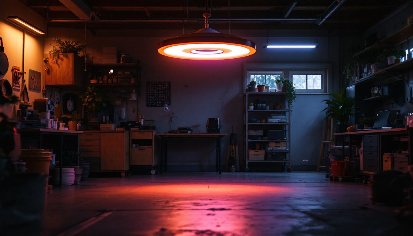 A photograph of a vibrant led ufo light in action