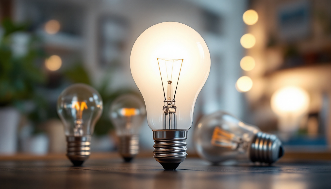 A photograph of a well-lit room showcasing a variety of type b light bulbs
