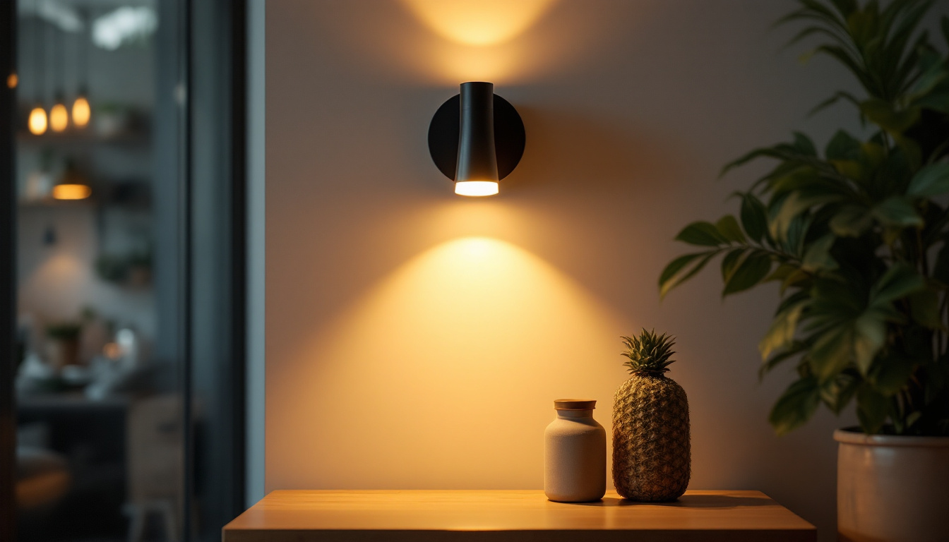 A photograph of a beautifully designed led sconce light fixture illuminating a cozy