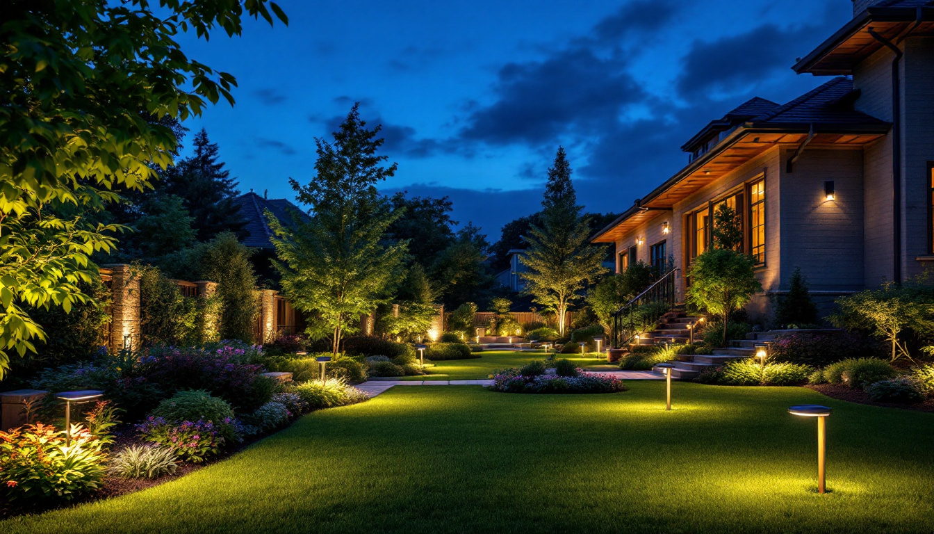 A photograph of a beautifully illuminated outdoor space at dusk