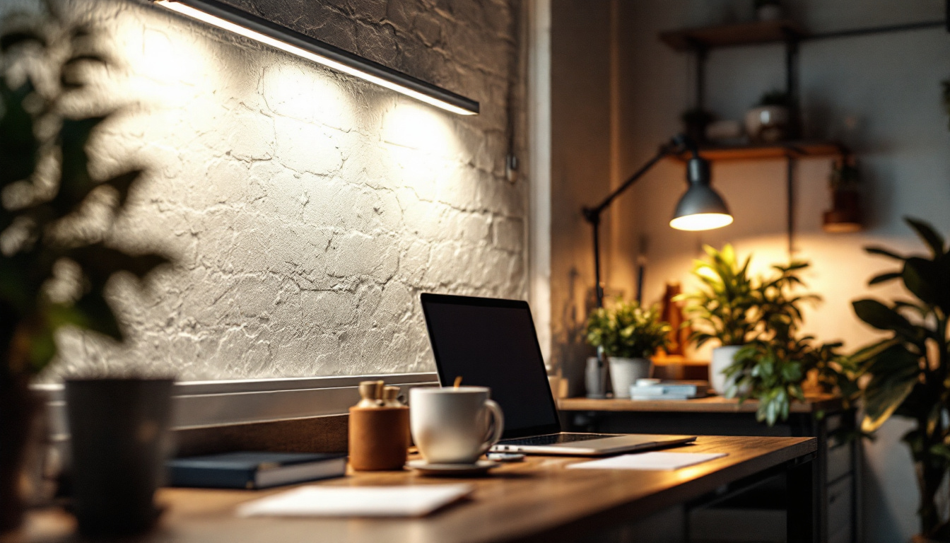 A photograph of a well-lit workspace showcasing t8 led lights in action