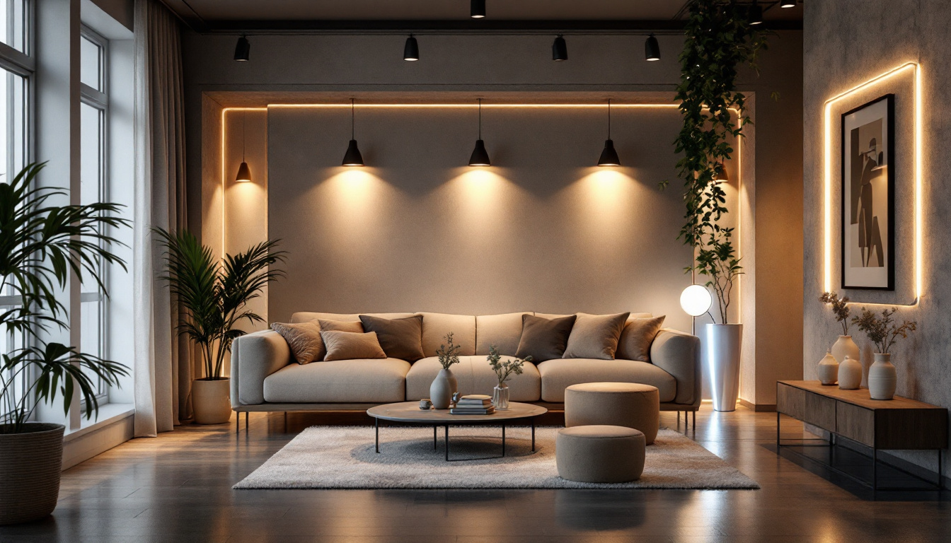 A photograph of a beautifully lit interior space showcasing a variety of stylish hidden led lights in creative installations