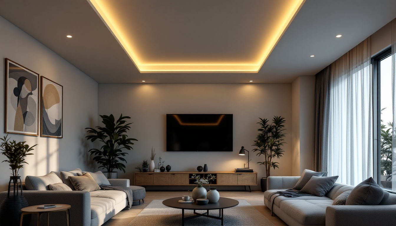 A photograph of a modern living space showcasing sleek