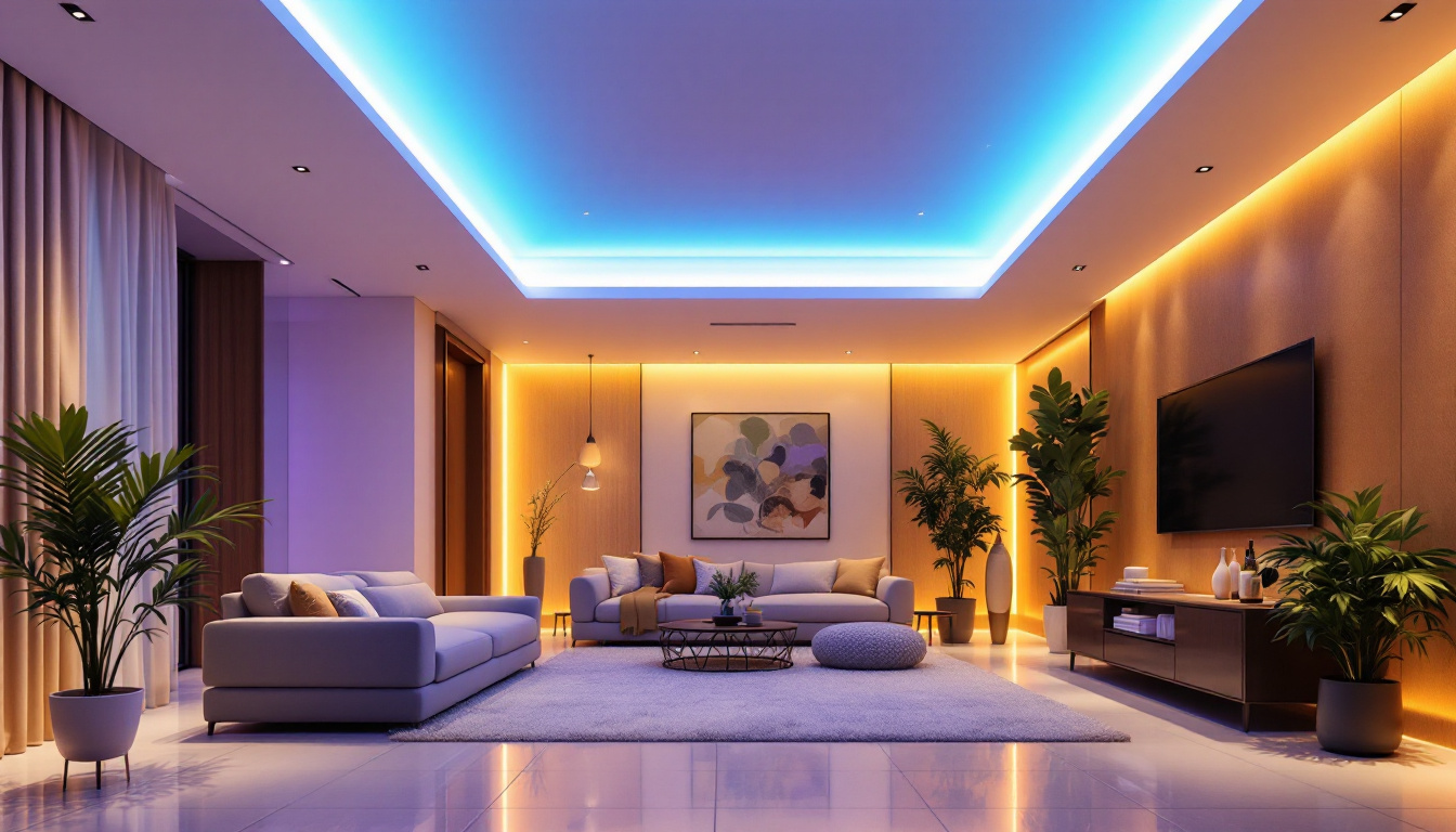 A photograph of a beautifully designed interior space showcasing recessed ceiling led lights in action