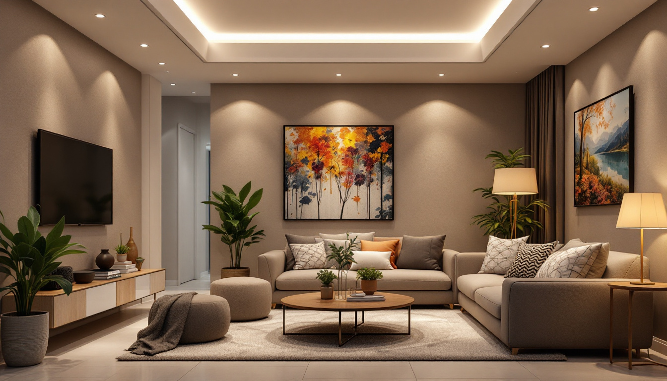 A photograph of a beautifully designed living space featuring a variety of top-rated recessed lights