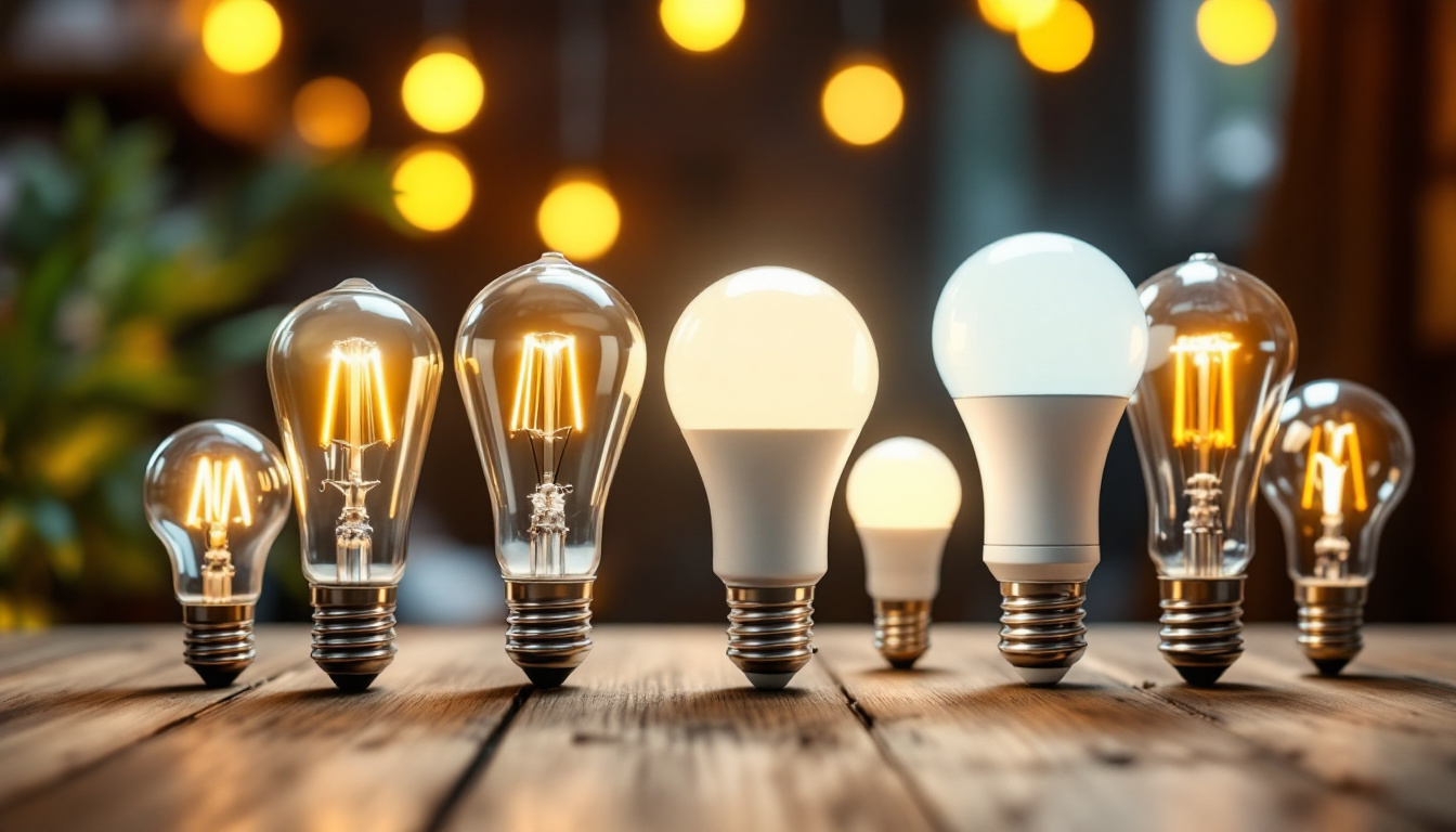 A photograph of a diverse array of light bulb types—incandescent