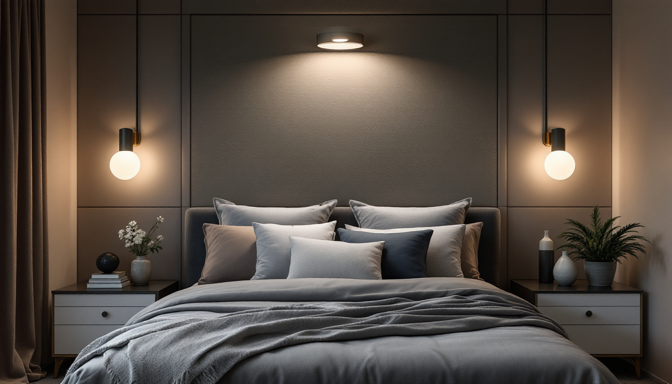 A photograph of a beautifully styled bedroom featuring a variety of flush mount lighting options