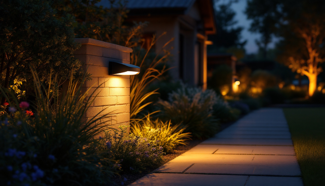 A photograph of a beautifully illuminated outdoor space featuring a motion-sensing light in action