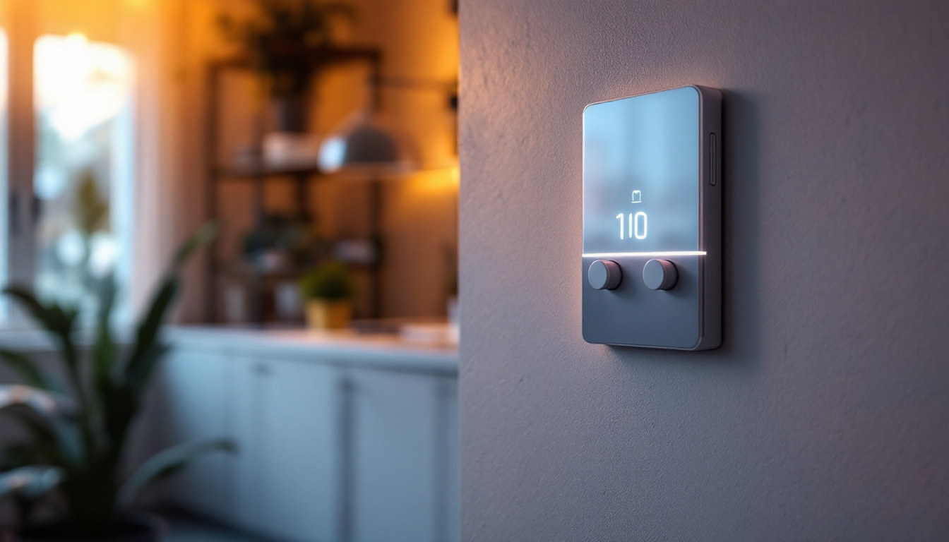 A photograph of a close-up shot of a modern wall switch timer installed in a home setting