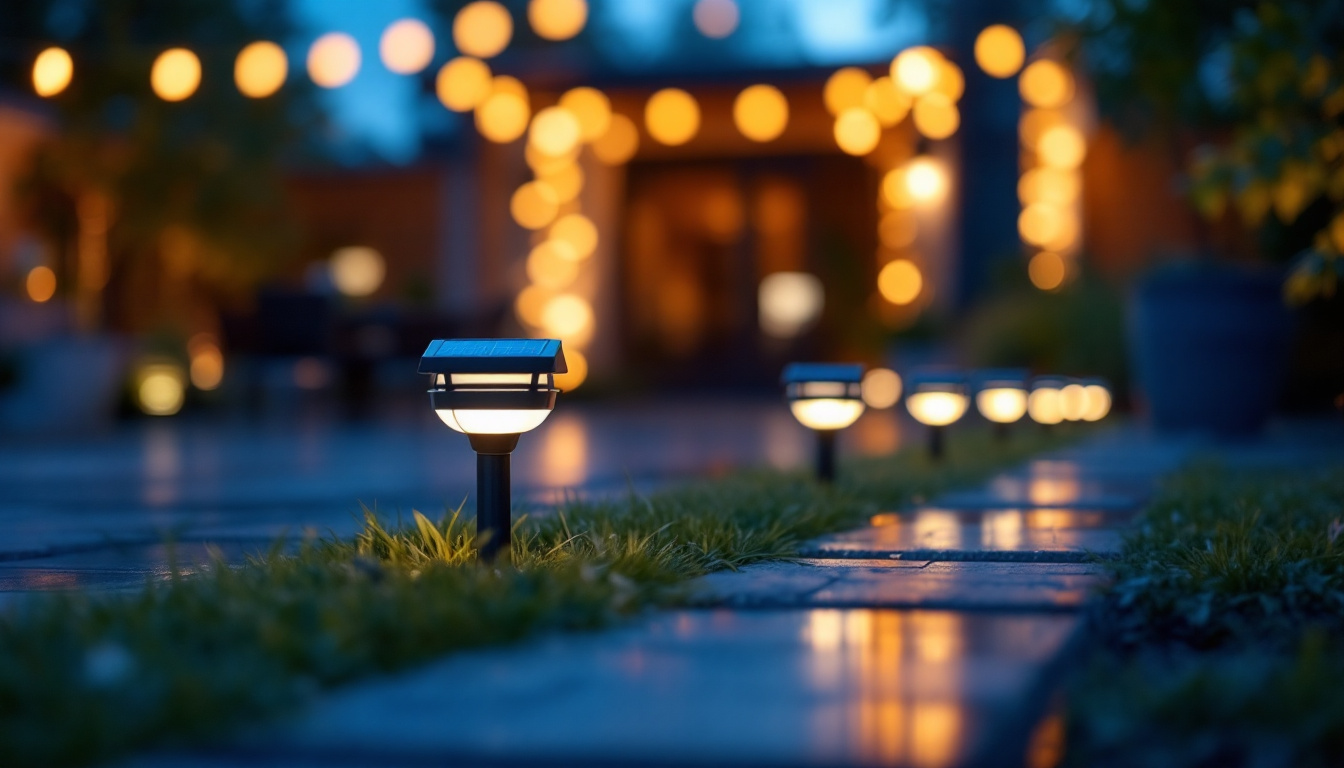 A photograph of capture a photograph of a beautifully illuminated outdoor space at night