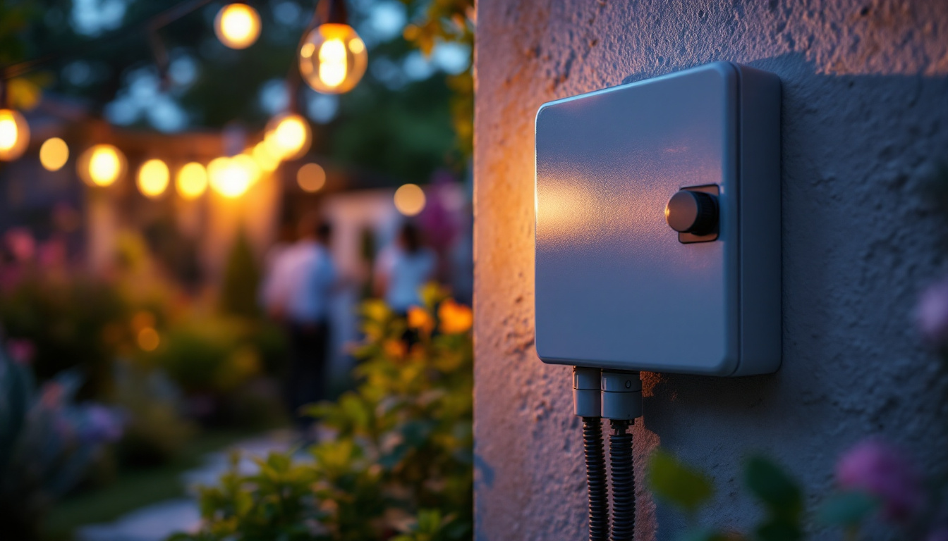 A photograph of a well-installed electrical outdoor box in a vibrant outdoor setting