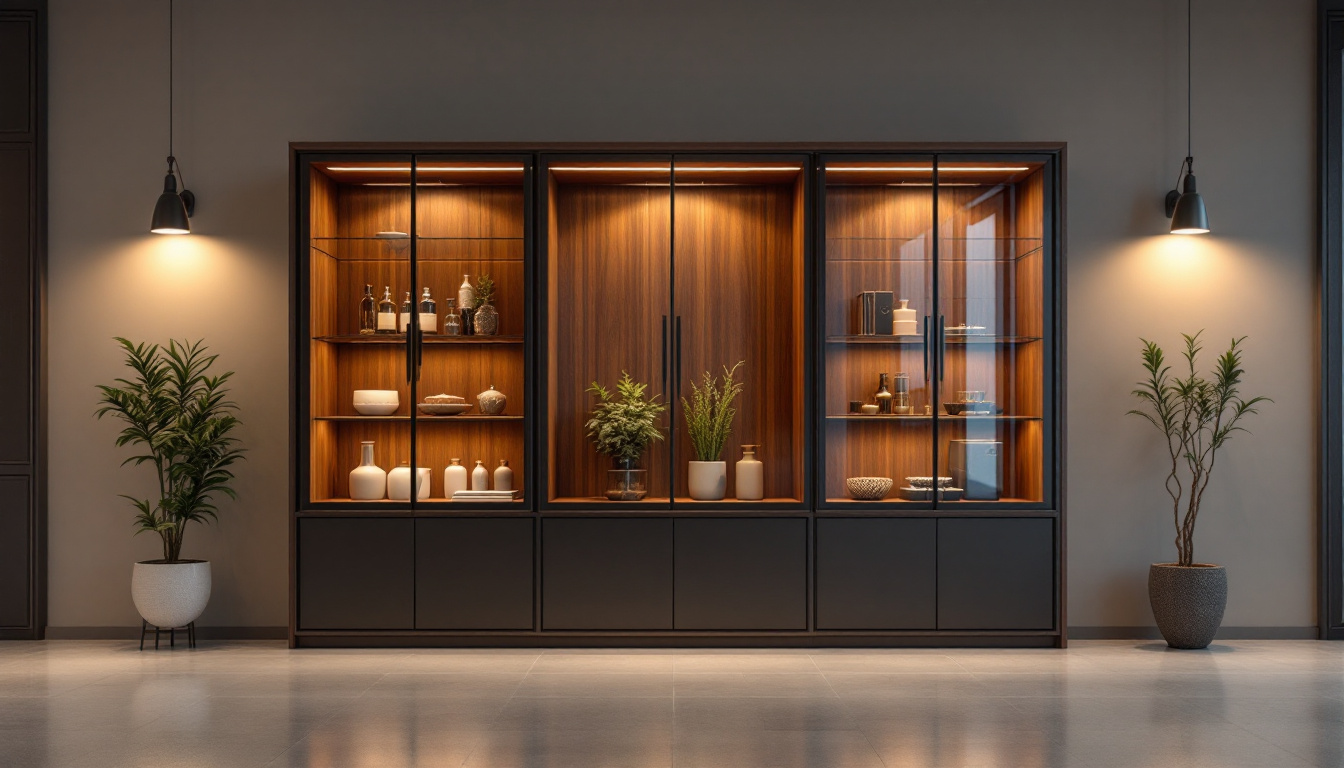 A photograph of a stylishly designed cct cabinet featuring warm
