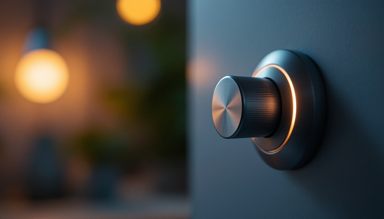 A photograph of a close-up of a dimmer switch being adjusted