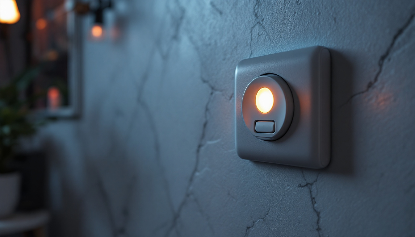 A photograph of a stylish electrical outlet with a switch integrated into a contemporary lighting setup