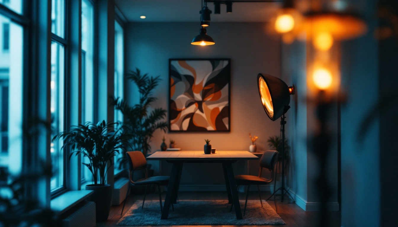 A photograph of a beautifully lit interior space showcasing cilling lights that highlight the room's design elements while creating a warm