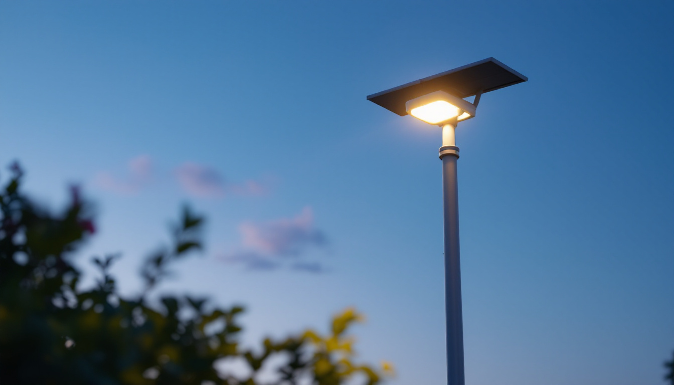 A photograph of a beautifully illuminated flagpole at dusk