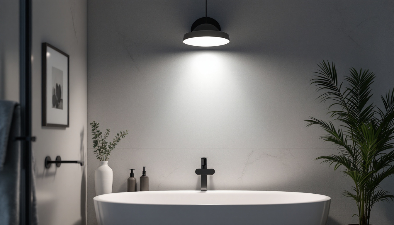 A photograph of a beautifully designed bath light fixture illuminating a stylish bathroom space