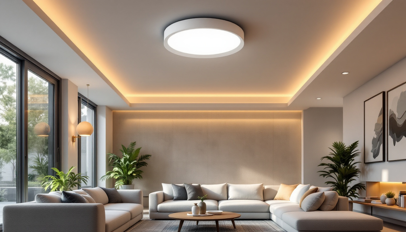 A photograph of a beautifully designed motion sensor recessed light installed in a modern home setting