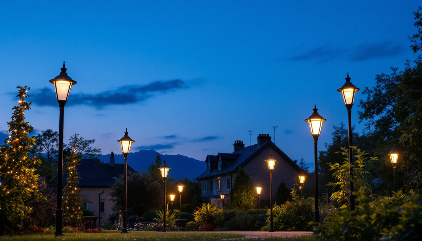 A photograph of a beautifully illuminated outdoor space at dusk