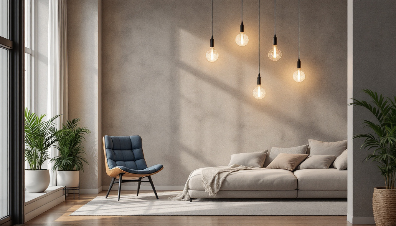 A photograph of a stylishly designed interior space featuring elegant led pendant light fixtures