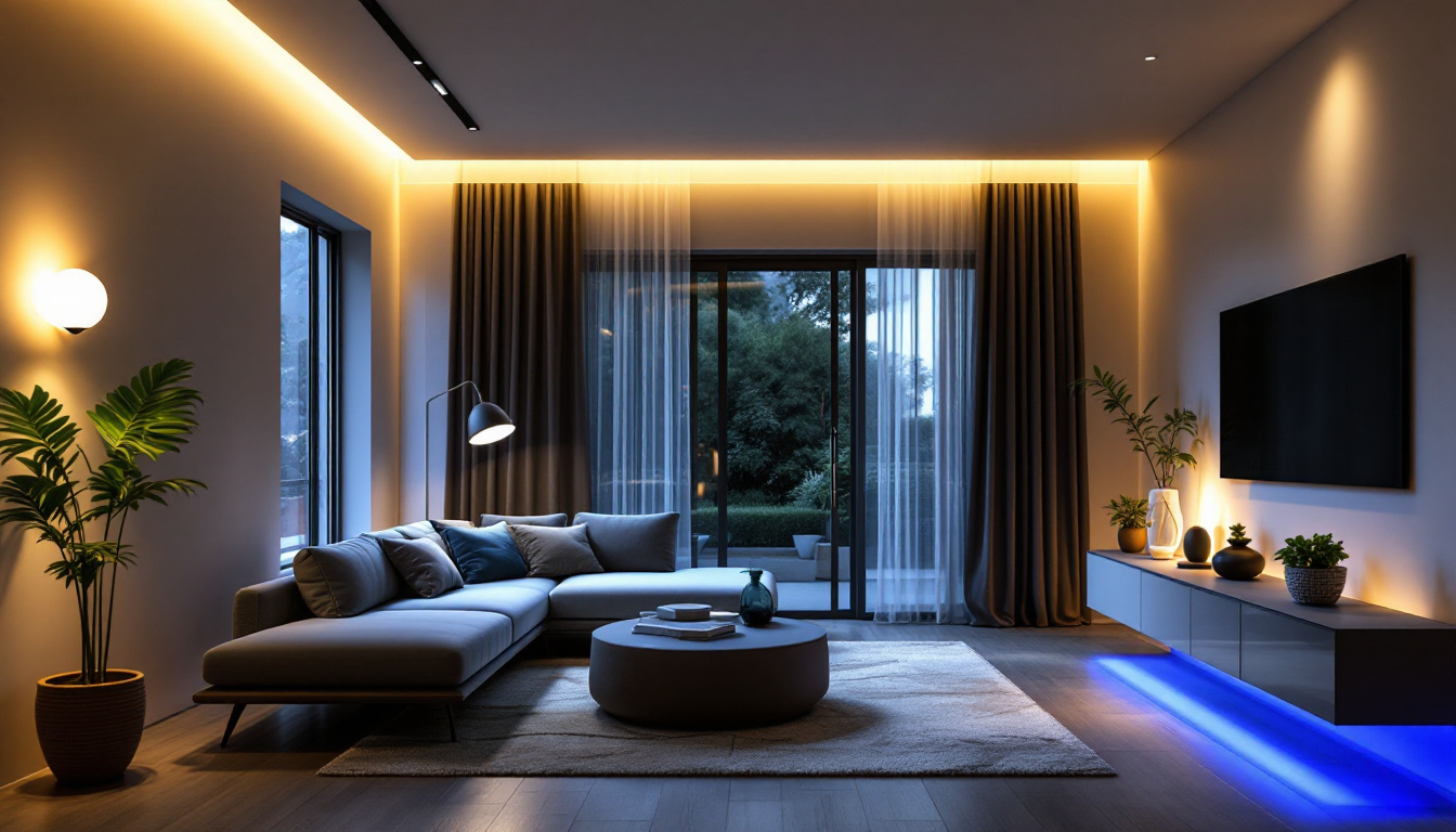 A photograph of a beautifully designed living space illuminated by stylish led house light fixtures