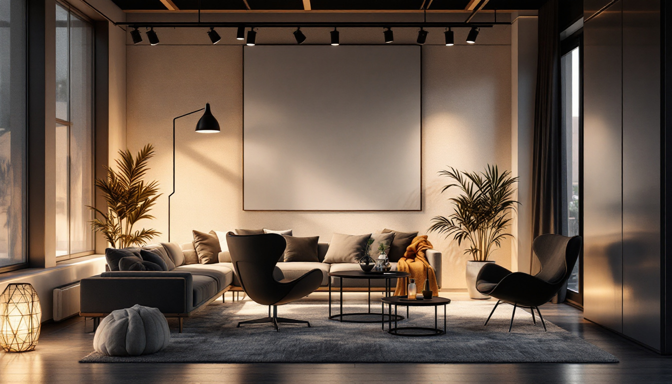 A photograph of a modern office space featuring a variety of innovative lighting solutions