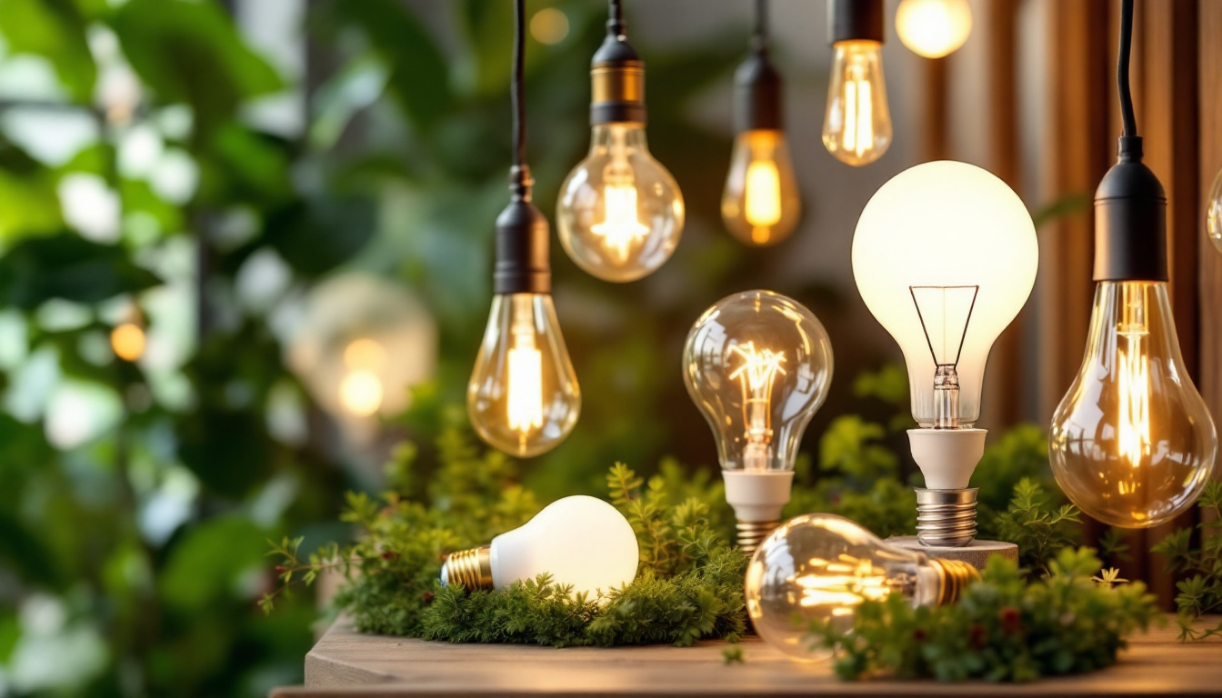 A photograph of a beautifully arranged display of decorative fixture bulbs in various styles and designs