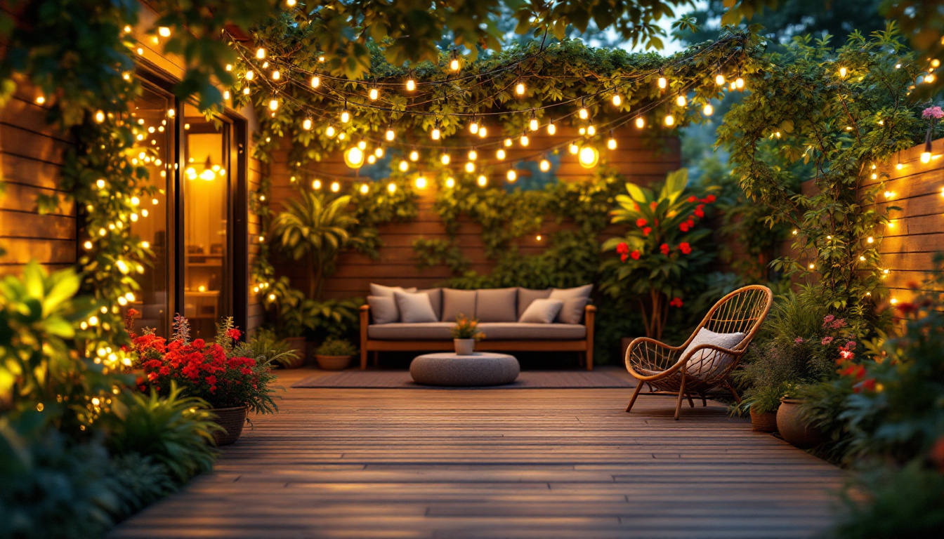 A photograph of a beautifully illuminated outdoor space featuring energy-efficient led lights